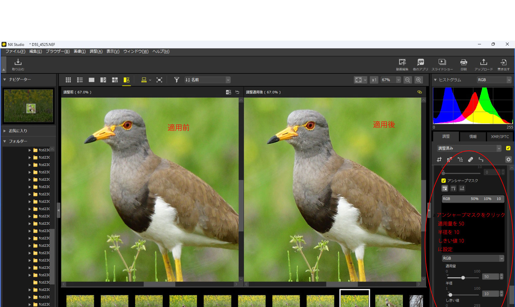 NX Studioでアンシャープマスク マリンスケープ